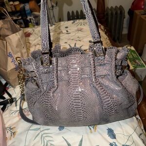 Michael Kors Gray Snake Print Shoulder Bag